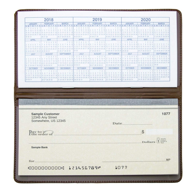 CAROUSELCHECKS Light Brown Vinyl Checkbook Cover, Top Tear Personal Vinyl Checkbook Cover - Image 2